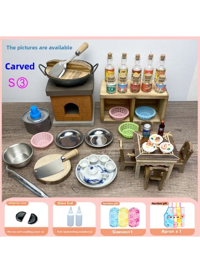 Internet Celebrating Small Kitchen Cooking Full Set Toys For Cooking Mini Real Edition Children's Stove Miniature Edible Cookware-Color:Real Boiled Special Package S3 - Image 1