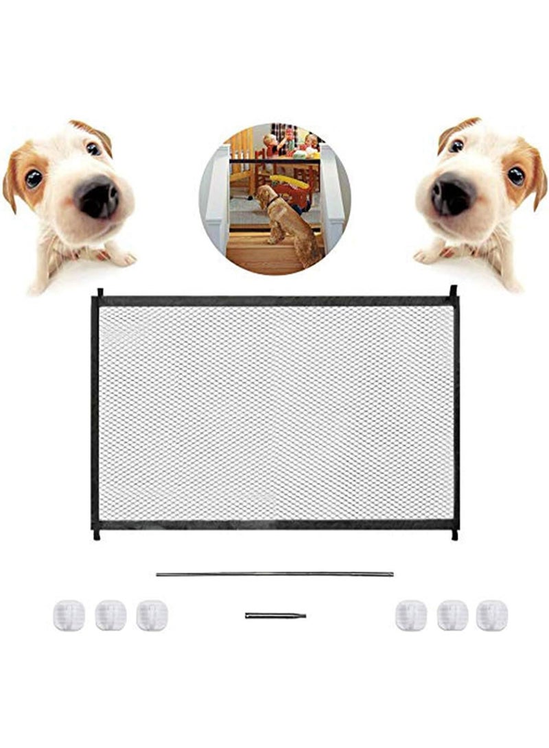 A mesh barrier gate for dogs and animals, an internal and external security gate that can be installed anywhere for dogs and cats, includes hooks and adhesive poles, 110×77 cm. - Image 3