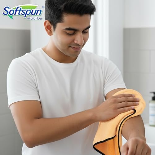 SOFTSPUN Microfiber Face & Hand Towel 2 Pc Beige Colour! Ultra Absorbent Super Soft & Lightweight Quick Drying for Men & Women Daily Use Unisex. - Image 2