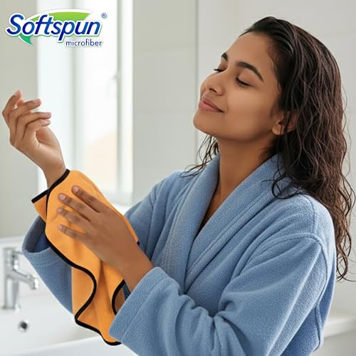 SOFTSPUN Microfiber Face & Hand Towel 2 Pc Beige Colour! Ultra Absorbent Super Soft & Lightweight Quick Drying for Men & Women Daily Use Unisex. - Image 3