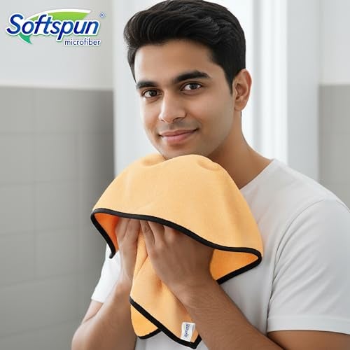 SOFTSPUN Microfiber Face & Hand Towel 2 Pc Beige Colour! Ultra Absorbent Super Soft & Lightweight Quick Drying for Men & Women Daily Use Unisex. - Image 4