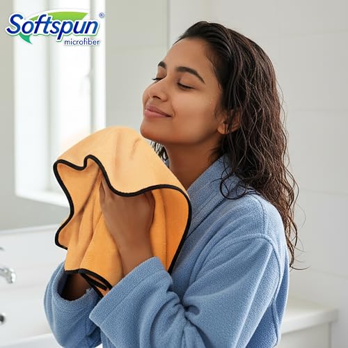 SOFTSPUN Microfiber Face & Hand Towel 2 Pc Beige Colour! Ultra Absorbent Super Soft & Lightweight Quick Drying for Men & Women Daily Use Unisex. - Image 5