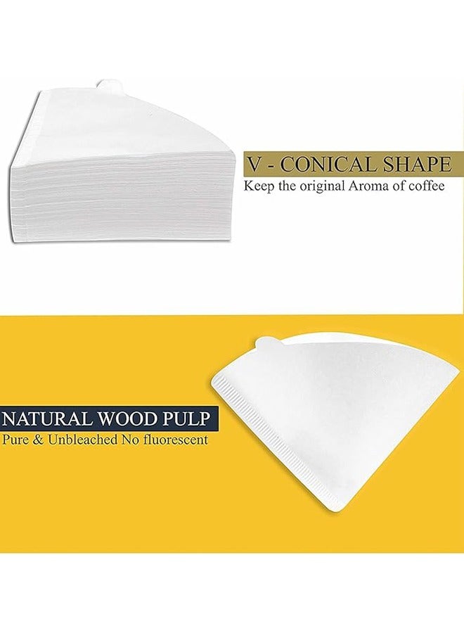أكنزلмед عبوة من 100 قطعة من ورق فلتر القهوة المخروطي V01، مناسبة لشخص أو شخصين، متوافقة مع مرشحات القهوة الزجاجية والسيراميكية والقطرية العادية - Image 5
