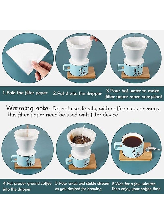 أكنزلмед عبوة من 100 قطعة من ورق فلتر القهوة المخروطي V01، مناسبة لشخص أو شخصين، متوافقة مع مرشحات القهوة الزجاجية والسيراميكية والقطرية العادية - Image 4