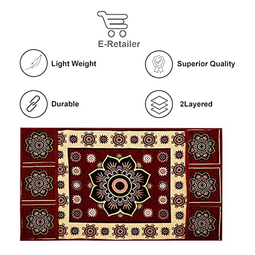 E-Retailer® Polyester 2-Layered Fridge Top Cover/Refrigerator Cover With 6 Utility Pockets (Color-Maroon, Size-39x21 Inches) - Image 4