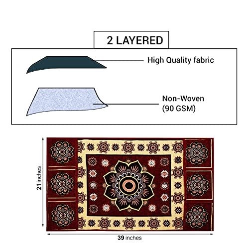 E-Retailer® Polyester 2-Layered Fridge Top Cover/Refrigerator Cover With 6 Utility Pockets (Color-Maroon, Size-39x21 Inches) - Image 3