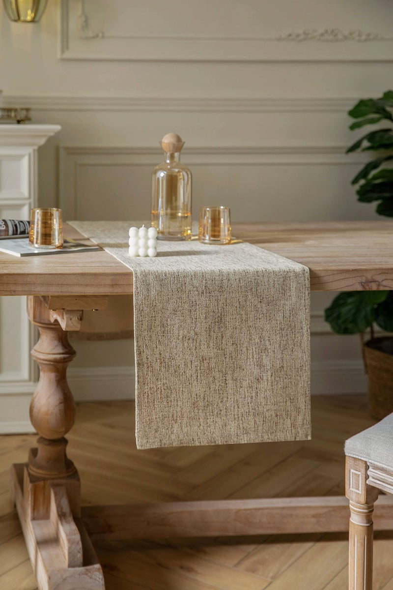 ZeeMart Burlap Style Farmhouse Table Runners 72 Inches Long  Beige Rustic Woven Dining Table Runner for Everyday Use  14x72 Inches  Oatmeal Beige - Image 3