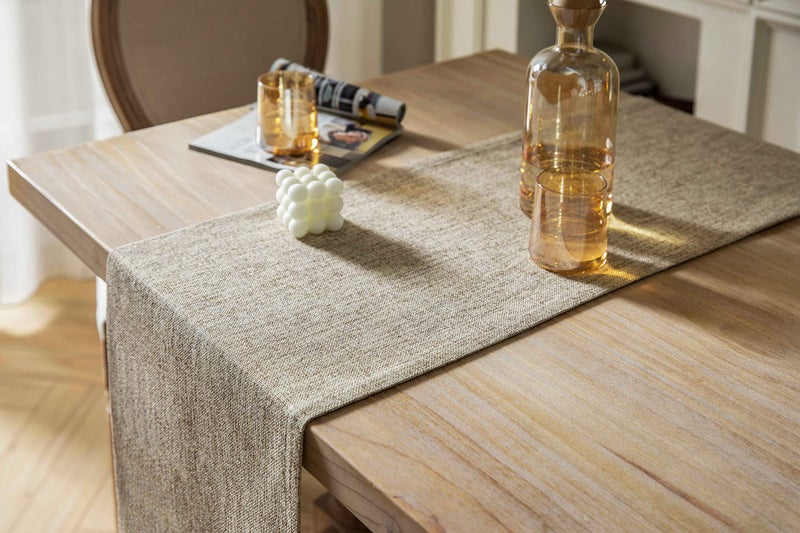 ZeeMart Burlap Style Farmhouse Table Runners 72 Inches Long  Beige Rustic Woven Dining Table Runner for Everyday Use  14x72 Inches  Oatmeal Beige - Image 4