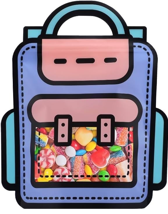 Gold Leaf GOLD LEAF 12PCS Plastic Gift Bags with Handles, Cartoon Backpack Bags for Party, Wedding, Birthday, Baby Shower, Bulk Goodie Bags for Candy, Party Favors, Snacks (Blue)  - Image 2