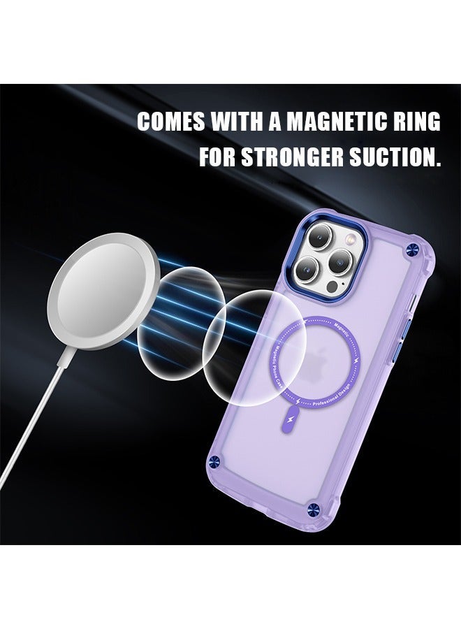 Magnetic for iPhone 15 Pro Max Case, Dustproof Design Matte Texture Cover Compatible with MagSafe, Anti Yellow Anti Scratch Protective Shell (Purple)  - Image 5