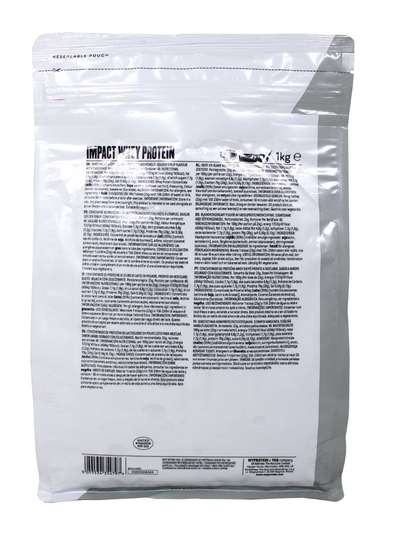 Myprotein - Impact Whey protein golden syrup flavour 1000g - Image 1