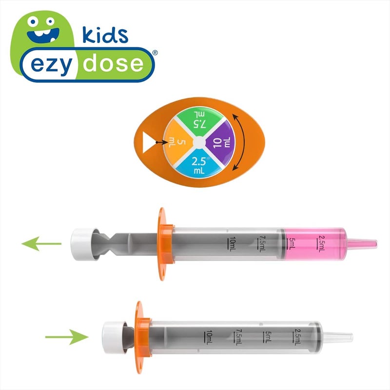 Ezydose Kids Baby Oral Syringe & Dispenser, True Easy Design for Liquid Medicine,Tylenol, Motrin, Easy to Administer, Accurate Dosing,10 mL/2 TSP Color Coded, BPA Free - Image 4