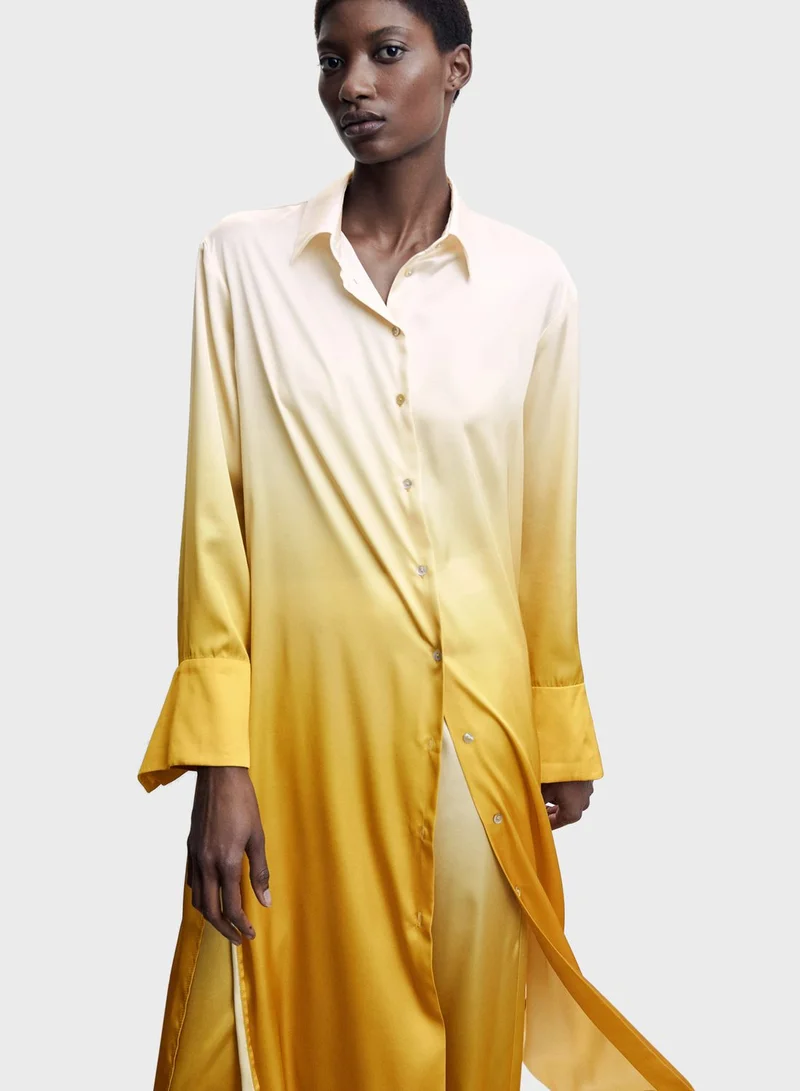MANGO Ombre Button-Down Dress