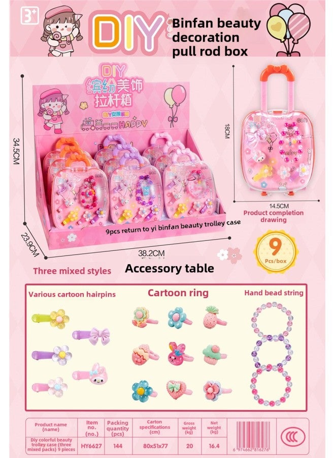 Children's Girls Cream Gel Handmade DIY Jewelry Bag Simulation Headwear Home Dress Toy Award-Color:HY6627 Makeup Jewelry Luggage Case [take 9 To Send Display Box]] - Image 1