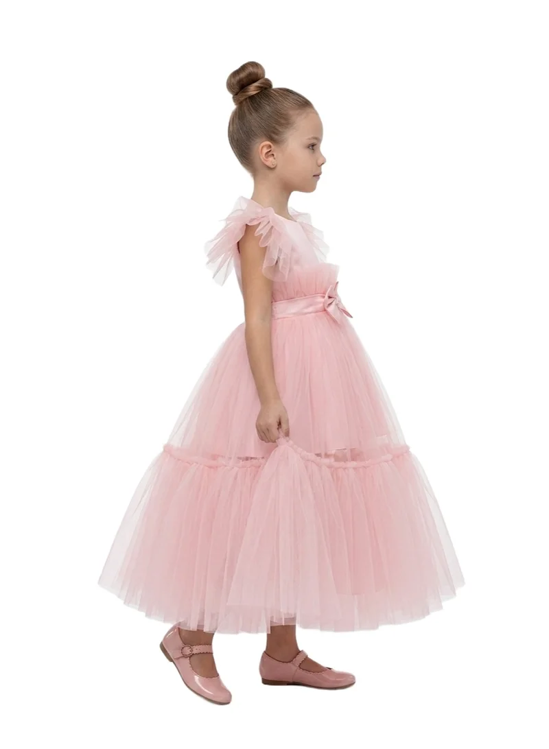 Bidani Ruffled Puff Sleeve Princess Dress - Blush Pink