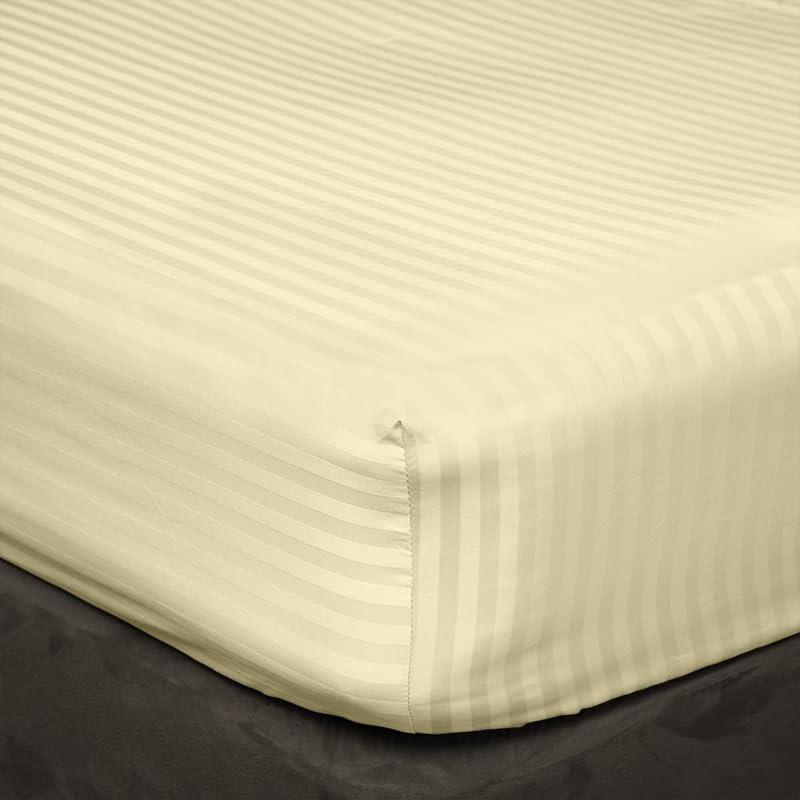 BALAJI EXPORT 1000 Thread Count 6 Piece Bedding Set 100 Egyptian Cotton 10 Deep Pocket Fitted Bedsheets Extra Soft Flat Bedsheets Pillow Covers Breatahble Comfy SetIvory StripeKing Size - Image 3
