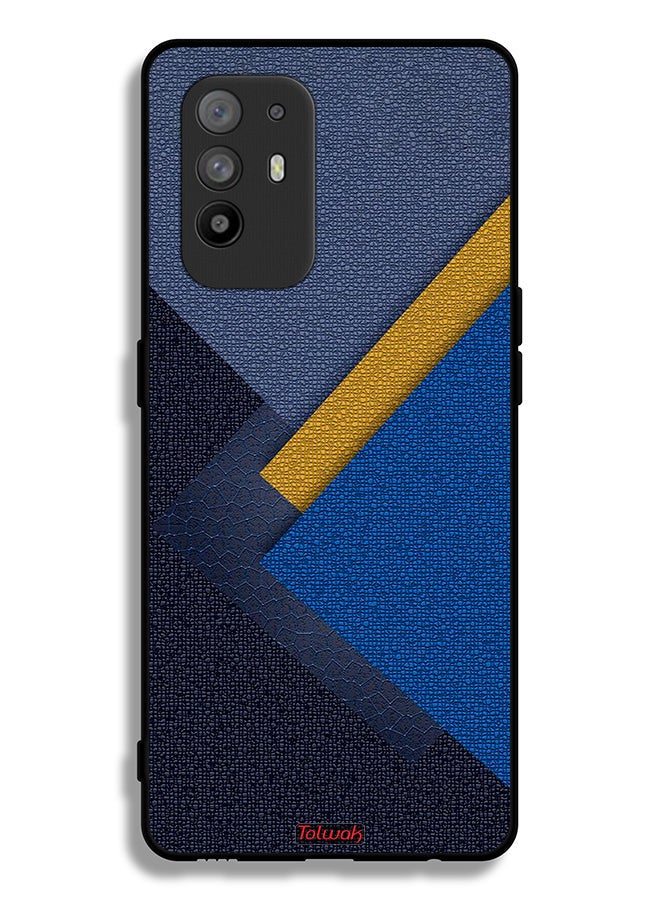 Tolwak Oppo F19 Pro Plus 5G Protective Case Cover Triangles Leather Shades Pattern - Image 2