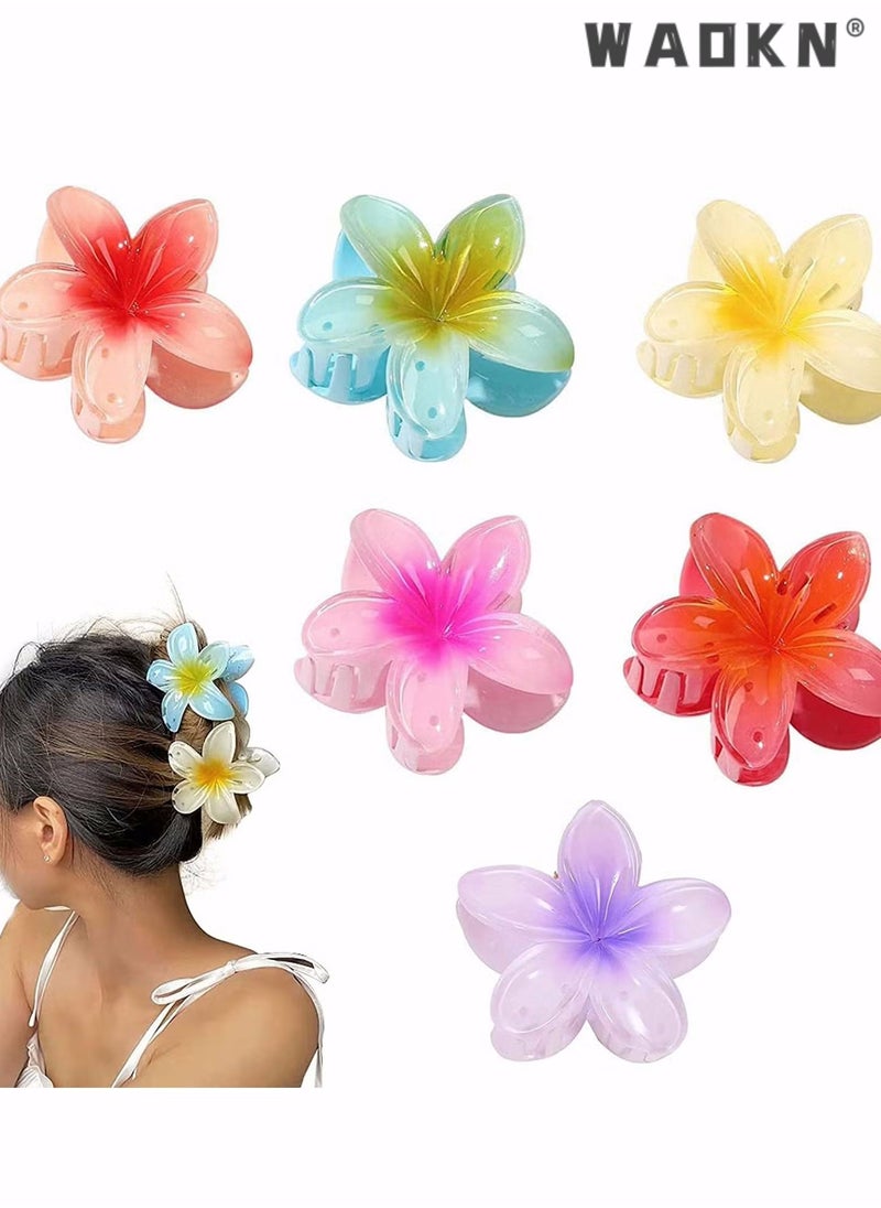 WAOKN 6 Pcs Flower Claw Clips Flower Hair Clips for Women Girls Thick Hair Matte Big Hair Claw Clips Non Slip Strong Hold Hair Catch Clamps Barrettes Headwear Accessories for Thin Hair (6Pcs Multicolor)  - Image 1