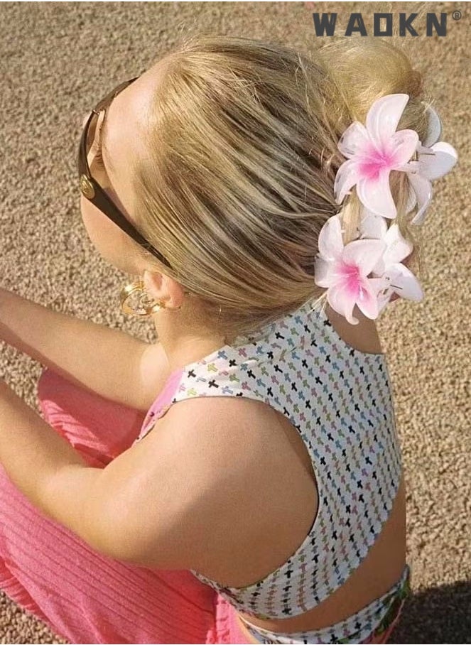 WAOKN 6 Pcs Flower Claw Clips Flower Hair Clips for Women Girls Thick Hair Matte Big Hair Claw Clips Non Slip Strong Hold Hair Catch Clamps Barrettes Headwear Accessories for Thin Hair (6Pcs Multicolor)  - Image 2
