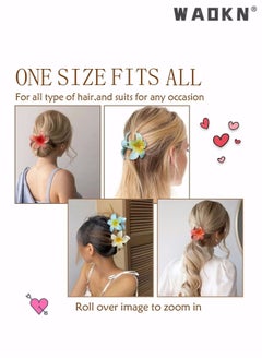 WAOKN 6 Pcs Flower Claw Clips Flower Hair Clips for Women Girls Thick Hair Matte Big Hair Claw Clips Non Slip Strong Hold Hair Catch Clamps Barrettes Headwear Accessories for Thin Hair (6Pcs Multicolor)  - Image 4