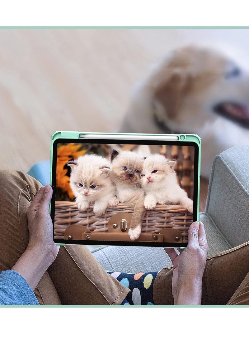 EVO Hybrid Slim Case for iPad Pro 13-inch M4 (2024), Trifold Standing Shockproof Protective Cover with Clear Transparent Back Shell Built-in Pencil Holder for iPad Pro 13" 2024,Mint Green  - Image 5