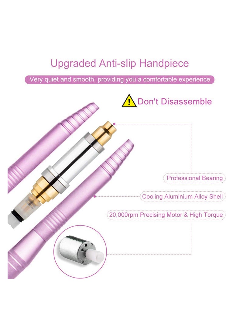 عام Portable 11-in-1 USB Manicure Pedicure Nail File Polishing Drill Machine Tools Kit Set with Sanding Bands for Acrylic Gel Nail Removal, Home  Salon Use (Pink) - Image 2