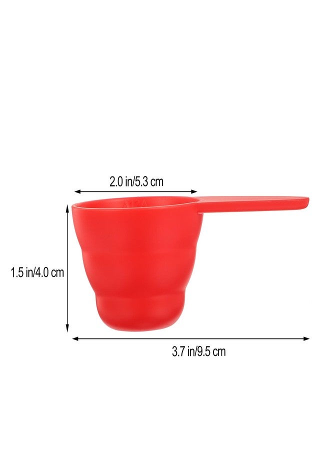 Garneck 5 Pcs 1/4 Cup Measuring Cup Plastic Measuring Spoons with Long Handle 1/4 Cup Coffee Scoop Red Measuring Cups for Coffee Tea Baking Home Kitchen Tools - Image 2