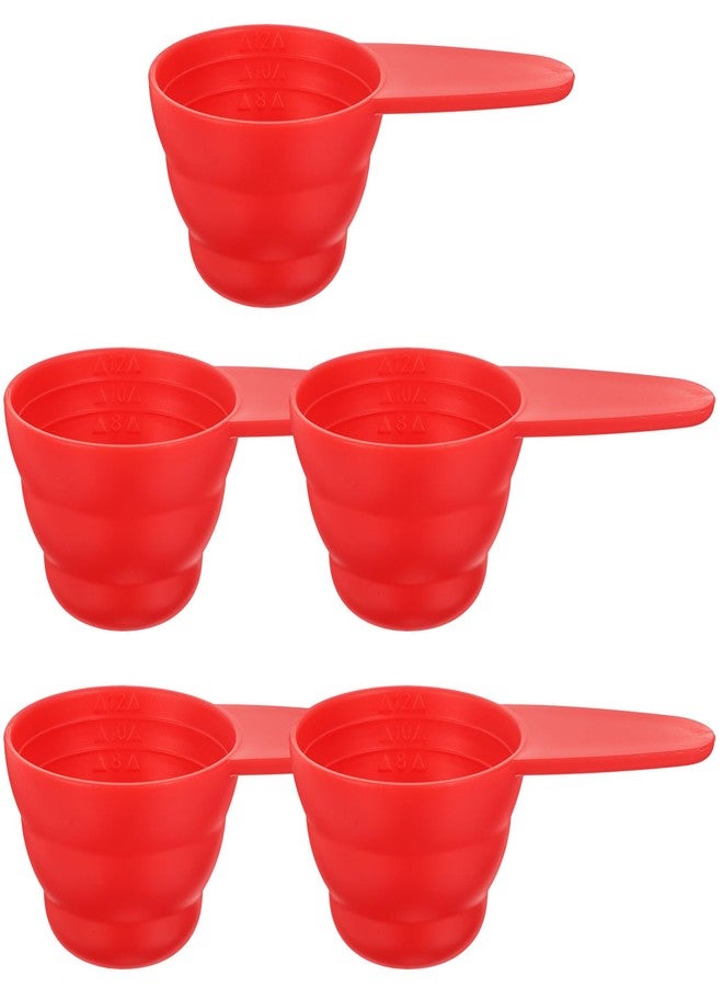 Garneck 5 Pcs 1/4 Cup Measuring Cup Plastic Measuring Spoons with Long Handle 1/4 Cup Coffee Scoop Red Measuring Cups for Coffee Tea Baking Home Kitchen Tools - Image 1