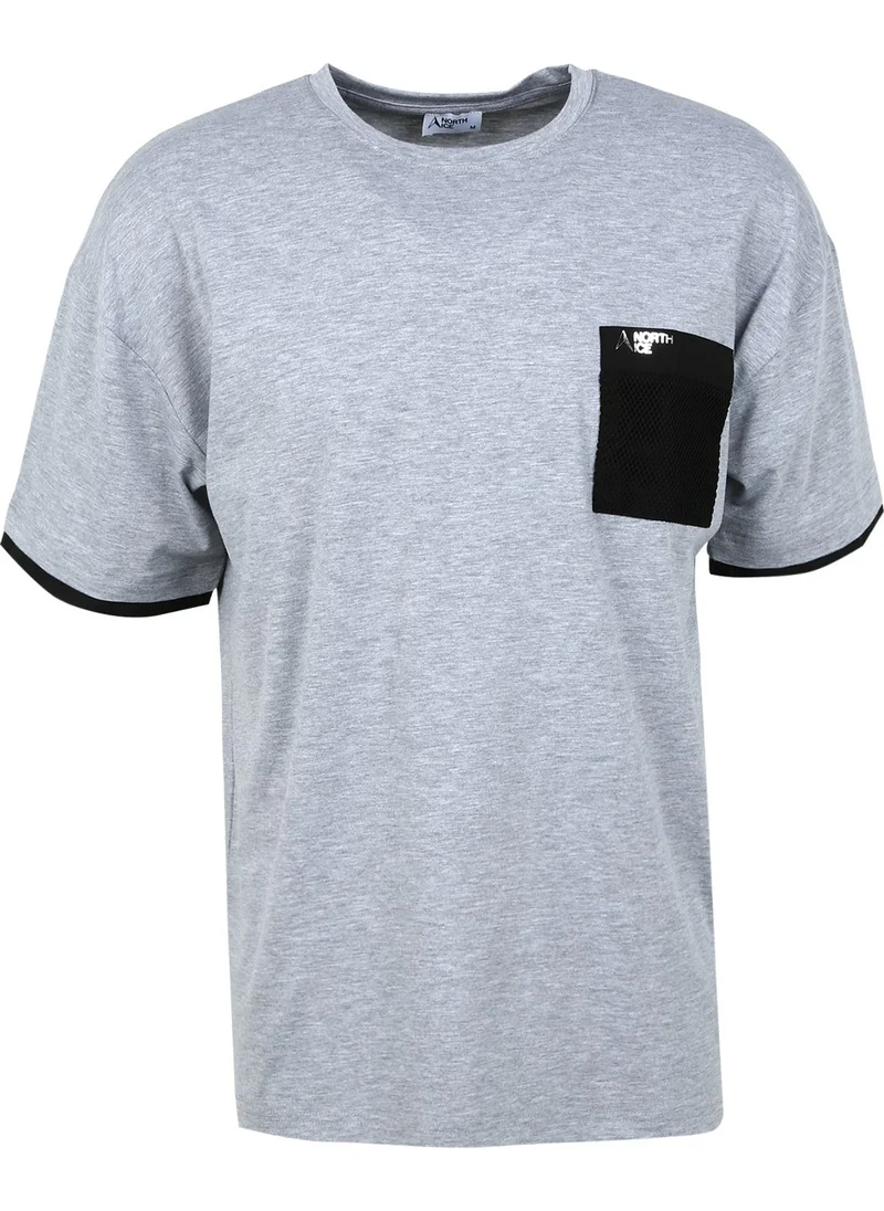 North Ice Crew Neck Plain Gray Melange Men's T-Shirt NI230012