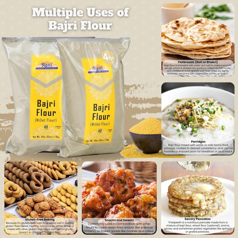 Rani Bajri Flour (Millet Flour) - 4 lbs (1.81 kg) - Gluten Friendly, Vegan, Kosher - Image 4