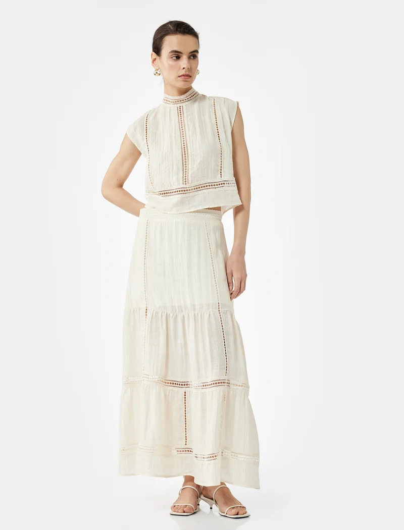 كوتون Midi Flared Skirt