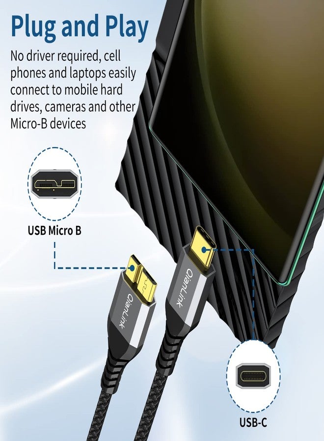 QianLink 10Gbps Micro B to USB C Hard Drive Cable (1.6FT/0.5m), USB C to External Hard Drive Cable for Seagate WD Toshiba Westgate, MacBook Air, iPad Pro, Samsung Galaxy S25, iPhone 15 16 17 Pro Max - Image 4