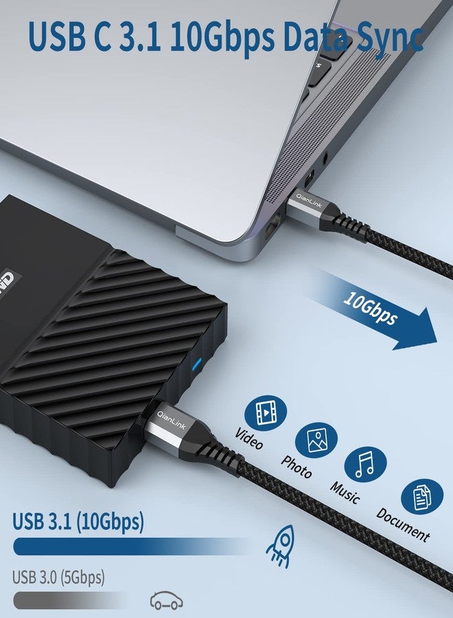 QianLink 10Gbps Micro B to USB C Hard Drive Cable (1.6FT/0.5m), USB C to External Hard Drive Cable for Seagate WD Toshiba Westgate, MacBook Air, iPad Pro, Samsung Galaxy S25, iPhone 15 16 17 Pro Max - Image 3