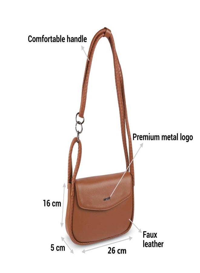 Mochi Women's Tan Fashionable Faux Leather Sling Bag (66-431) - Image 3