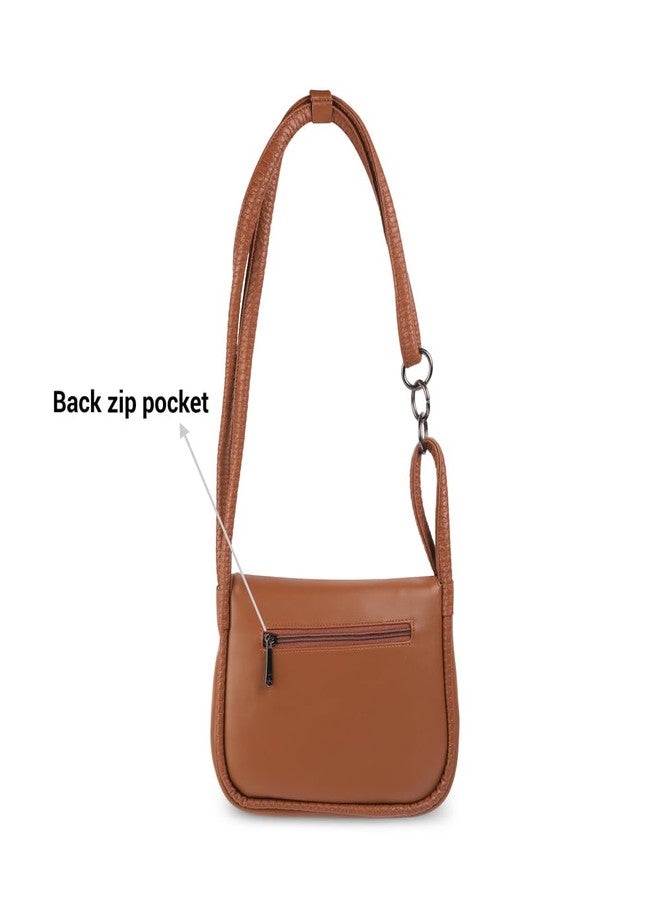 Mochi Women's Tan Fashionable Faux Leather Sling Bag (66-431) - Image 4