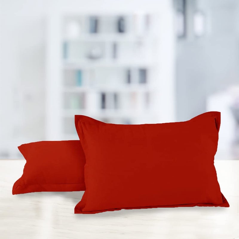 AURAVE Cotton 220 TC Pillow Cover, Standard - 18 X 27 Inches, Rust, 2 Piece - Image 1