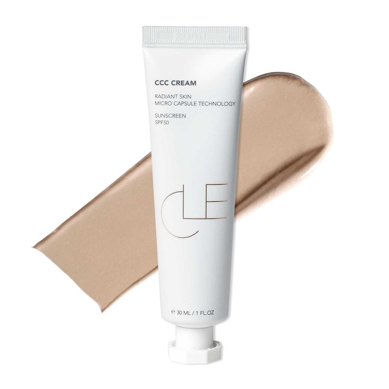 CLE Cosmetics CCC Cream Warm Light 106  SPF 50  Color Correcting With Sunscreen  Lightweight Hydrating Foundation  BB  CC Hybrid  Light to Medium Coverage  1 fl oz