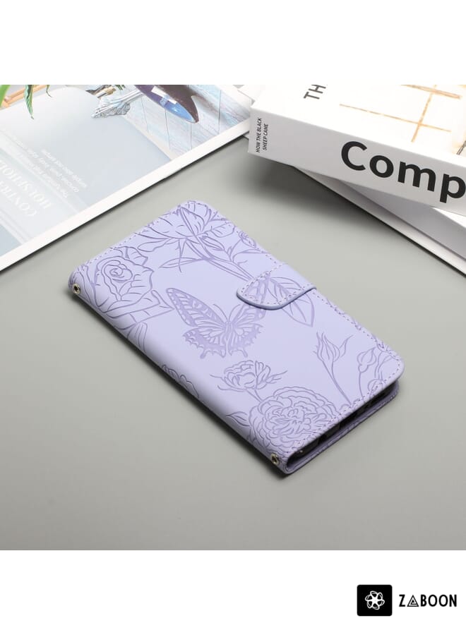 Zaboon Protective Case Cover For vivo Y20 Skin Feel Butterfly Peony Embossed Leather - Image 2