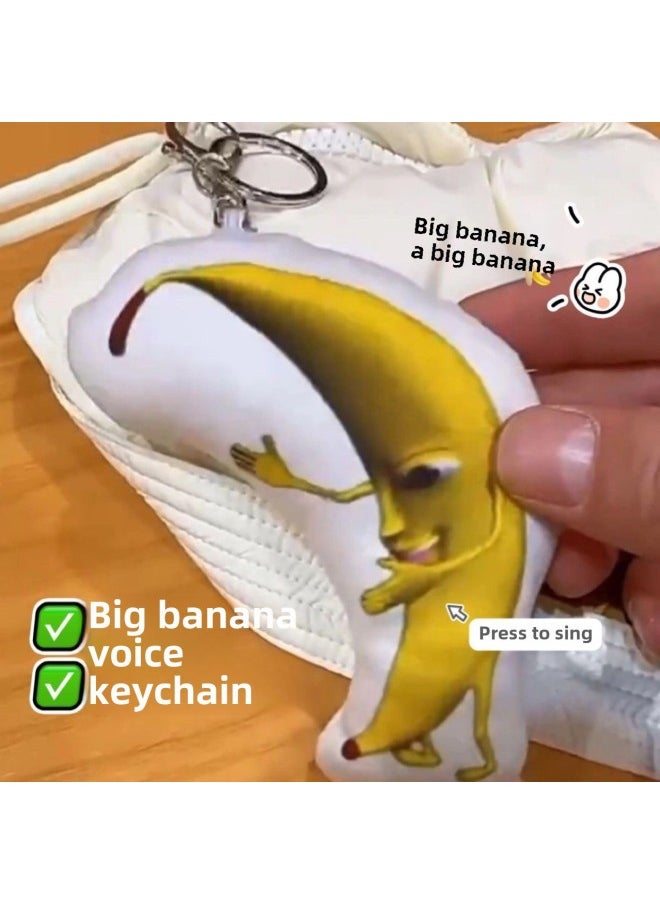 A Big Banana Can Sing Doll Expression Plush Pendant Ghost Animal Voice Keychain Funny Trick Deskmate-Color:Big Banana Pendant (can Sing)  - Image 2