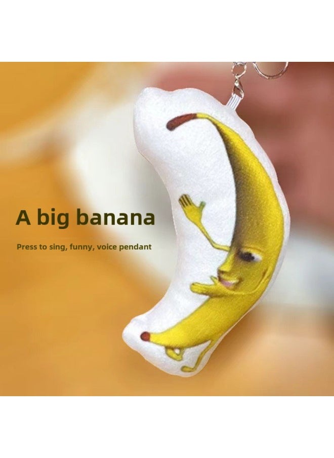 A Big Banana Can Sing Doll Expression Plush Pendant Ghost Animal Voice Keychain Funny Trick Deskmate-Color:Big Banana Pendant (can Sing)  - Image 1