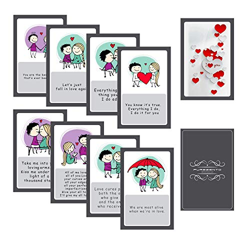 PUREZENTO I Love You: Love Story Romantic Cards: Cute Messages Cards Gift For Couples on Anniversaries, Valentines Set of 9 cards - Image 1