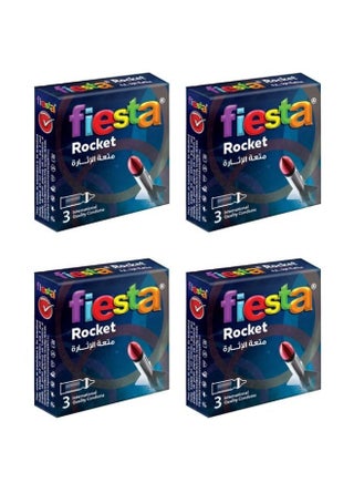 Fiesta فييستا روكيت واقي ذكري محبب و مضلع - 4 عبوة من 3 قطع