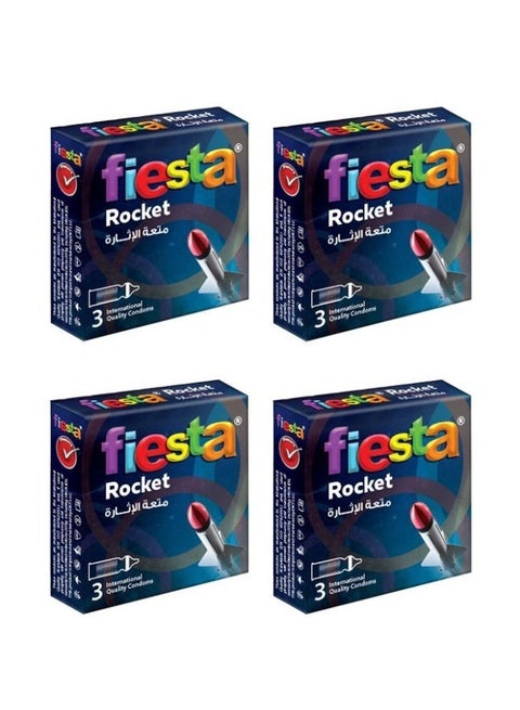 Fiesta فييستا روكيت واقي ذكري محبب و مضلع - 4 عبوة من 3 قطع