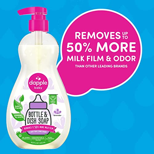 dapple صابون زجاجات الأطفال من دابل، صابون أطباق مضاد للحساسية لزجاجات الأطفال، مدعوم بالنباتات، لافندر، 16.9 أونصة سائلة (عبوة من 3) - Image 3