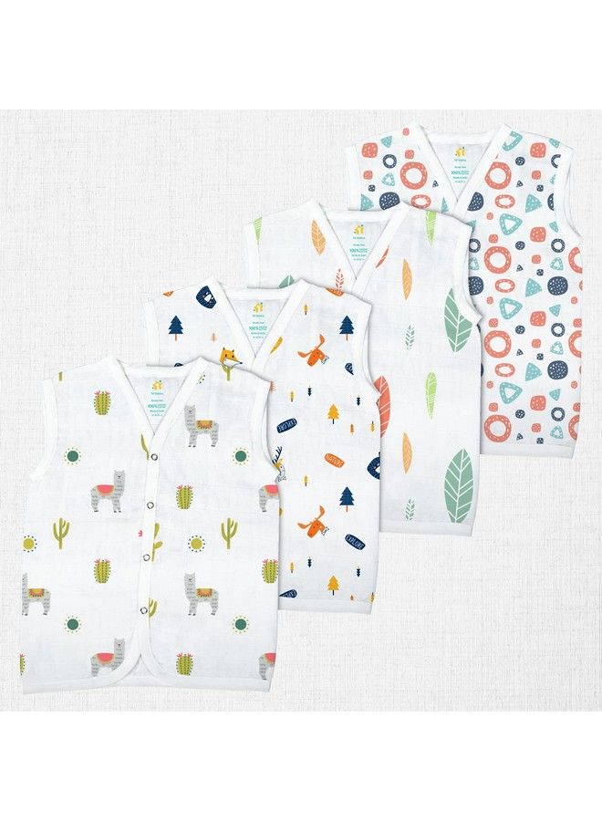 1st Step Button Type 100% Organic Muslin Jhabla (Medium (36 Months) Multicolor 1)  - Image 1