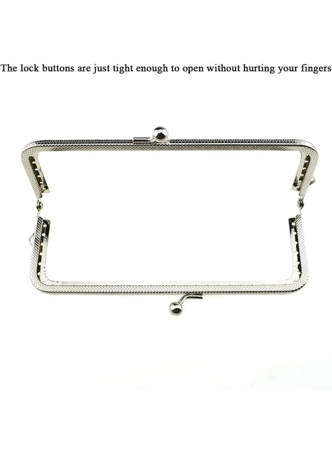 Purse Square Bag Kiss Clasp Frame Lock 15cm Diameter Rectangle Clutch Metal Vintage Latch Clip Smooth Open Close Sturdy No Scratch Loose Gap for DIY Crochet Fabric Coin Leather Bag 6pcs Silver - Image 3