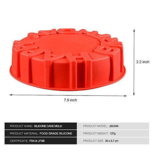 HiParty Happy Birthday Silicone Cake Pan 79 Birthday Round Circle Baking Mold Cheese Cake Jelly Pudding Muffin Pizza Pie Flan Tart Bread Bakeware Pastry Baking Mold Random Color - Image 3