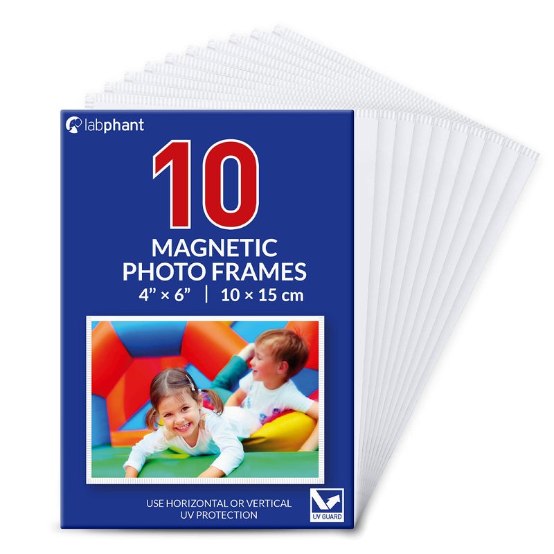labphant labphant 10 Pack 4x6 Inch Magnetic Picture Frames Photo Pocket Frames with White Borders for Fridge 4 x 6 Inch Great for Displaying Pics on The Refrigerator White 4 x 6 white 