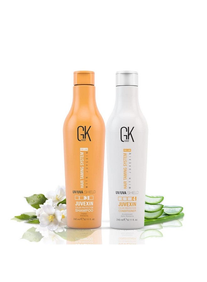 GK Hair Global Keratin Uv Color Shield Shampoo And Conditioner 240 Ml - Deep Cleansing Color & Sun Heat Protection For Color Treated Dry Damage Frizzy Hair - Sulfate Free - Image 1