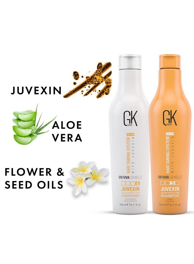 GK Hair Global Keratin Uv Color Shield Shampoo And Conditioner 240 Ml - Deep Cleansing Color & Sun Heat Protection For Color Treated Dry Damage Frizzy Hair - Sulfate Free - Image 3
